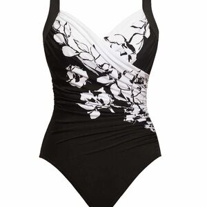 Black and White Floral Women's MiracleSuit Swimsuit
